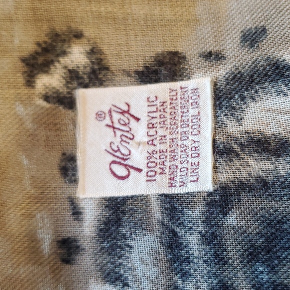 Glentex Vintage Olive Green Leopard Print Scarf 29x29in - Picture 4 of 4